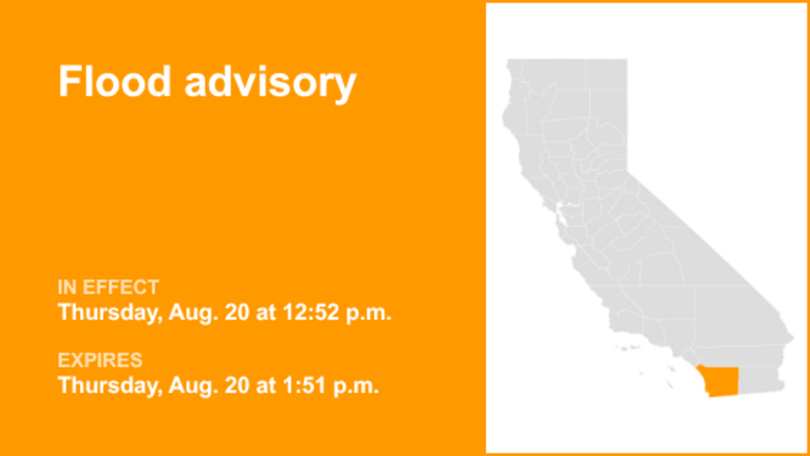 Flood advisory affecting San Diego County Thursday afternoon caused by persistent rainfall 
