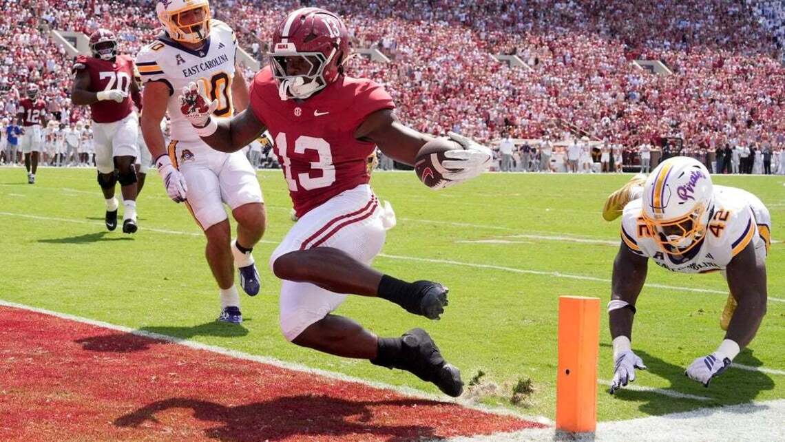 No. 13 Alabama leans into ground game, tops East Carolina 48-10