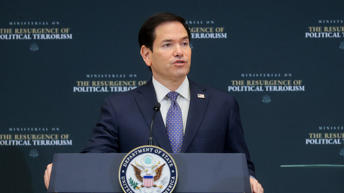 Secretary of State Marco Rubio delivers remarks at the start of a ministerial meeting on political violence on Thursday at the State Department in Washington, D.C.