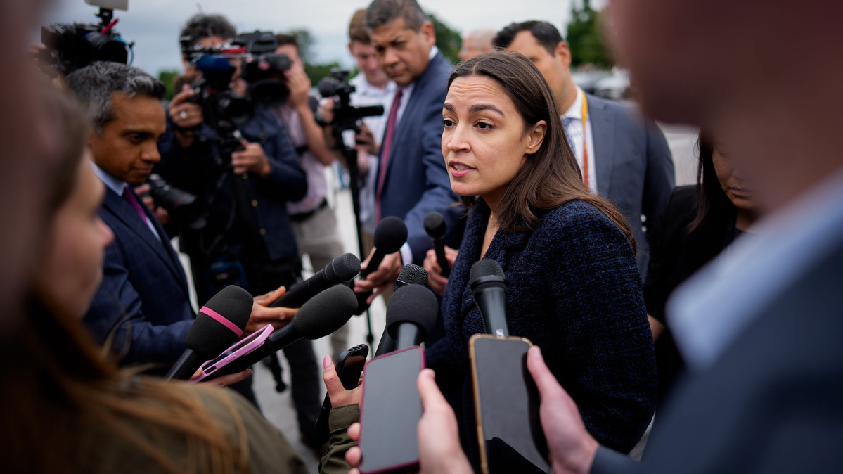 U.S. Rep. Alexandria Ocasio-Cortez (D-NY) speaks to members of the media as she arrives for the last votes of the week at the U.S. Capitol Building on May 21, 2026, in Washington, D.C. (Andrew Harnik/Getty Images/TNS)