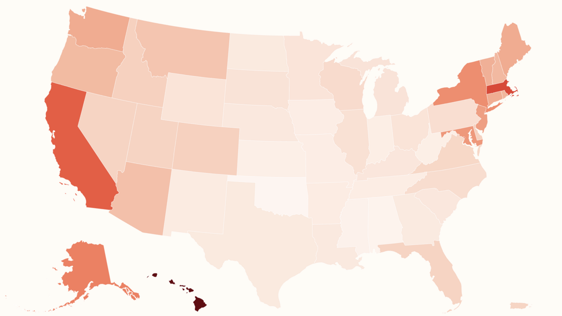 Map Shows How Cost of Living Compares in Every State 