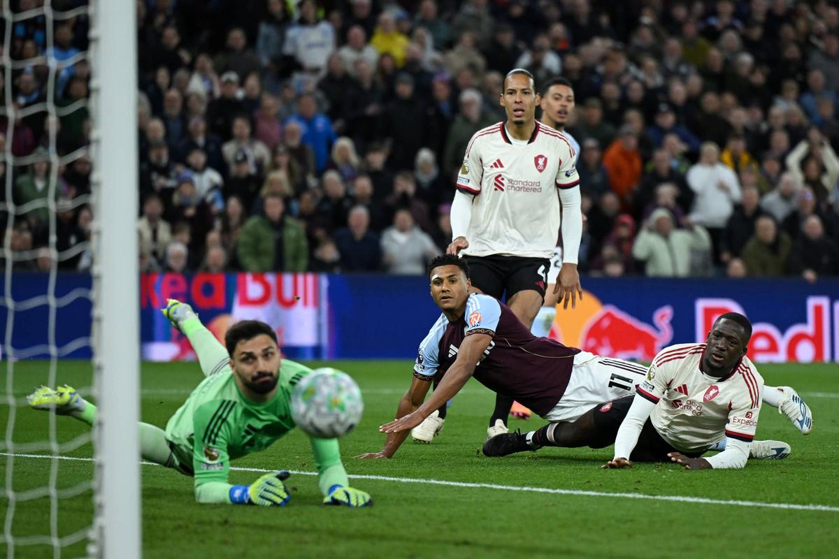  Ollie Watkins of Aston Villa scores his team's second goal during the Premier League match between Aston Villa and Liverpool at Villa Park on May 15, 2026 in Birmingham, England. (Photo by Shaun Botterill/Getty Images) Photo by Shaun Botterill/Getty Images