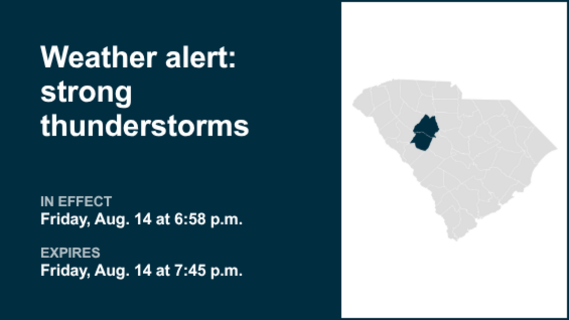 Weather alert for Newberry and Saluda counties Friday evening, says the NWS 