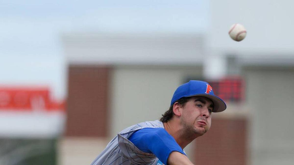  Florida pitcher Liam Peterson (12) gave up nine runs on 10 hits in Sunday's loss to Troy. | Alan Youngblood/Gainesville Sun / USA TODAY NETWORK via Imagn Images 