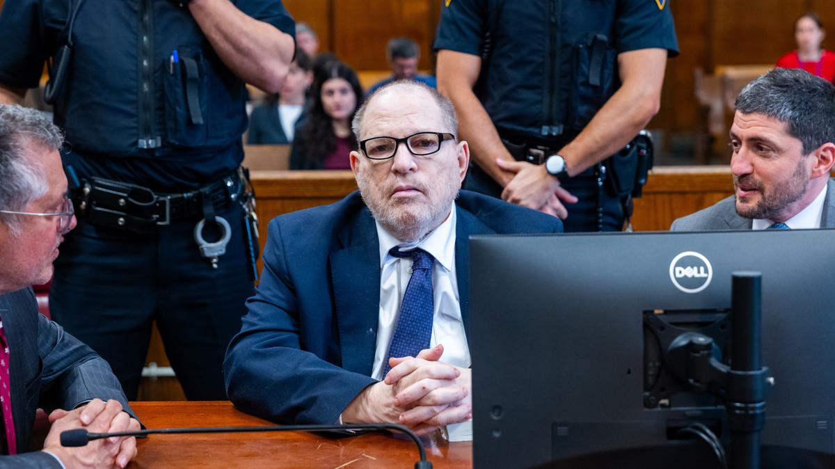 Sexual Misconduct Harvey Weinstein. Harvey Weinstein appears with attorneys Marc Agnifilo, left, and Jacob Kaplan in Manhattan criminal court, Thursday, May 14, 2026, in New York. (Spencer Platt/Pool Photo via AP)