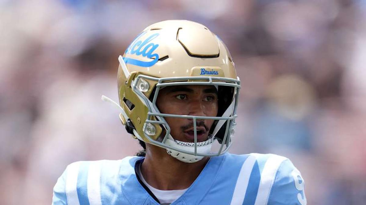  May 2, 2026; Pasadena, CA, USA; UCLA Bruins quarterback Nico Iamaleava (9) throws the ball during the spring game at Rose Bowl. Mandatory Credit: Kirby Lee-Imagn Images | Kirby Lee-Imagn Images 