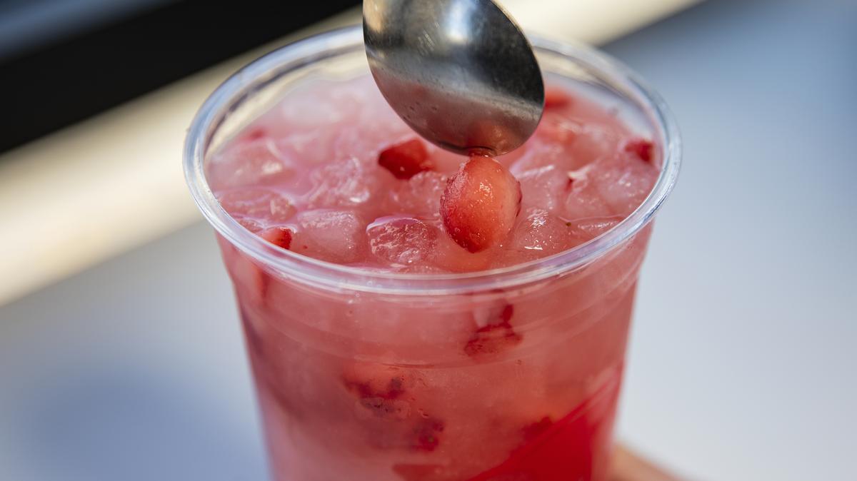 FILE -- A Strawberry Breeze, on the menu at a Swig location in St. George, Utah, Nov. 20, 2021.  (Joe Buglewicz/The New York Times)
