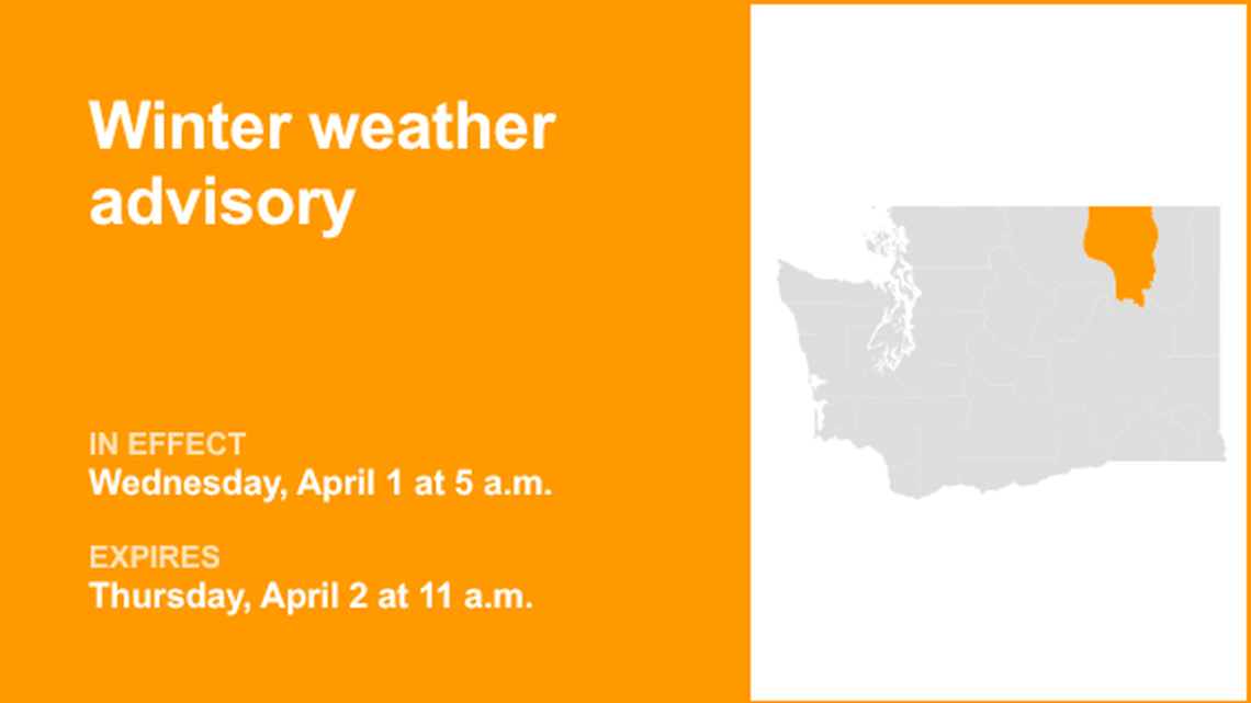 UPDATE: Winter weather advisory in place for Okanogan Highlands until Thursday midday 