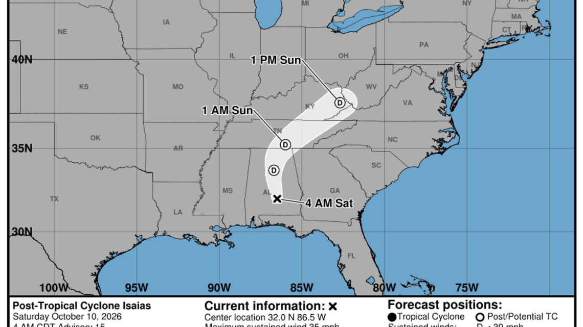 Latest on Category 1 Hurricane Isaias: Saturday, Oct. 10 update from the NHC 