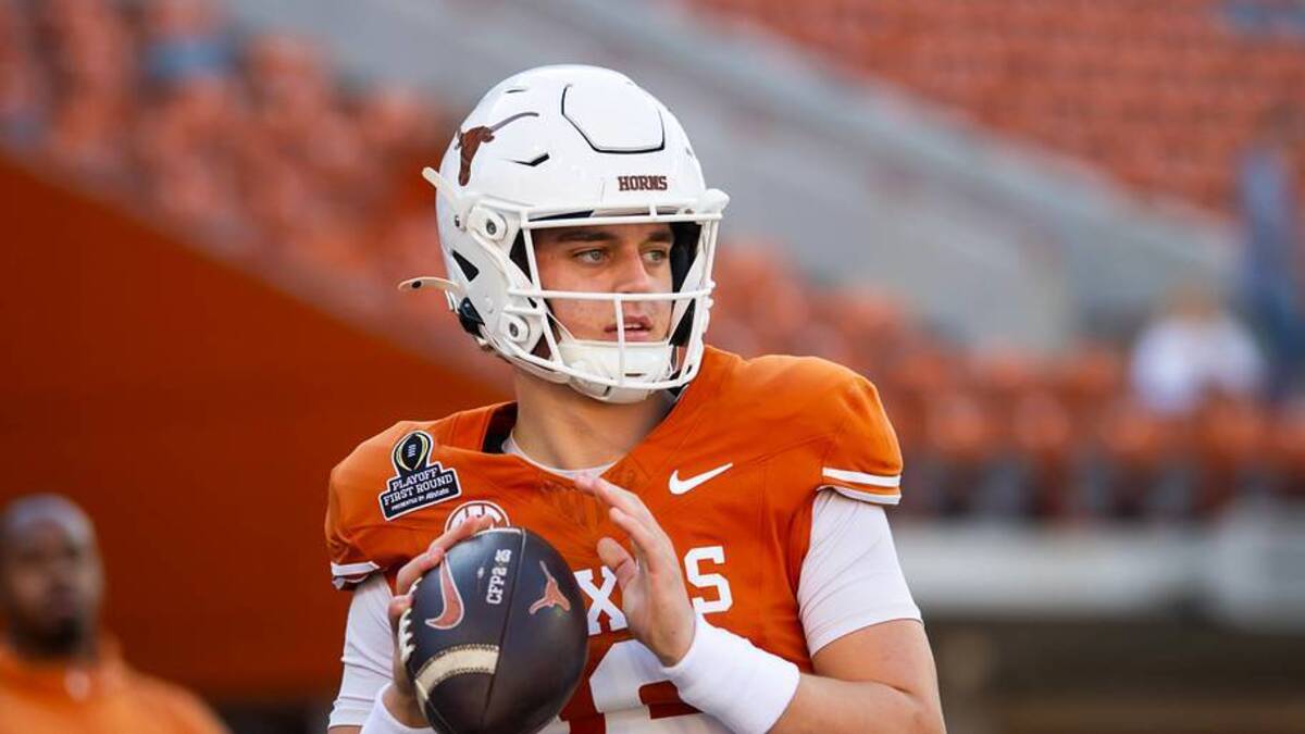  Dec 21, 2024; Austin, Texas, USA; Texas Longhorns quarterback Arch Manning (16) prior to the game against the Clemson Tigers during the CFP National playoff first round at Darrell K Royal-Texas Memorial Stadium. Mandatory Credit: Mark J. Rebilas-Imagn Imagesn Images | IMAGN IMAGES via Reuters Connect 