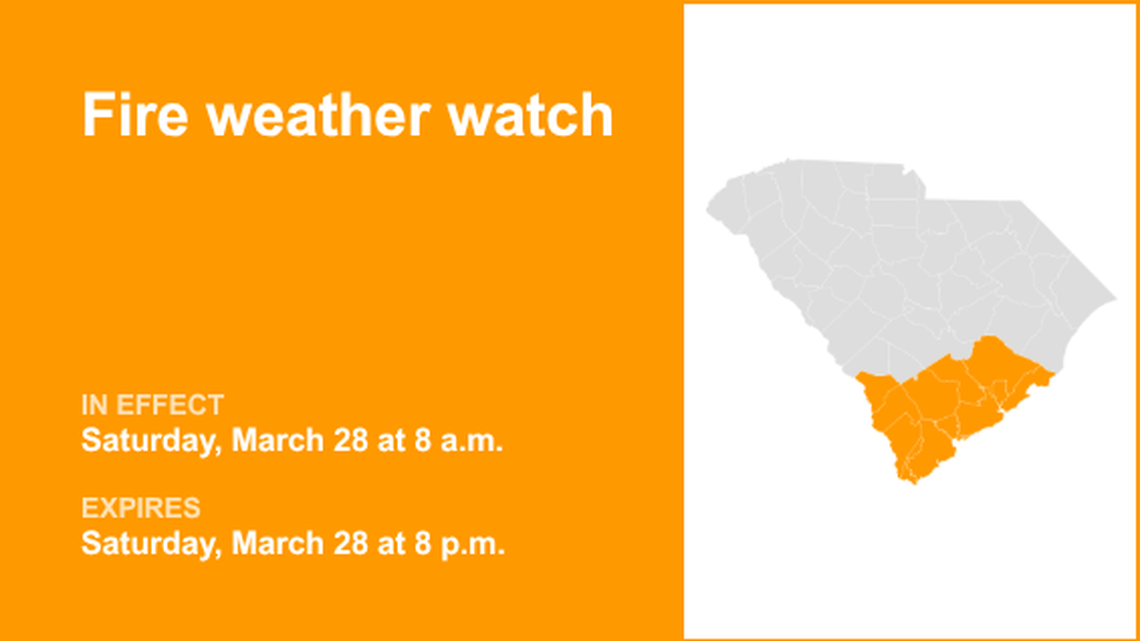 UPDATE: Fire weather watch affecting Lowcountry Saturday - gusts may reach 35 mph 