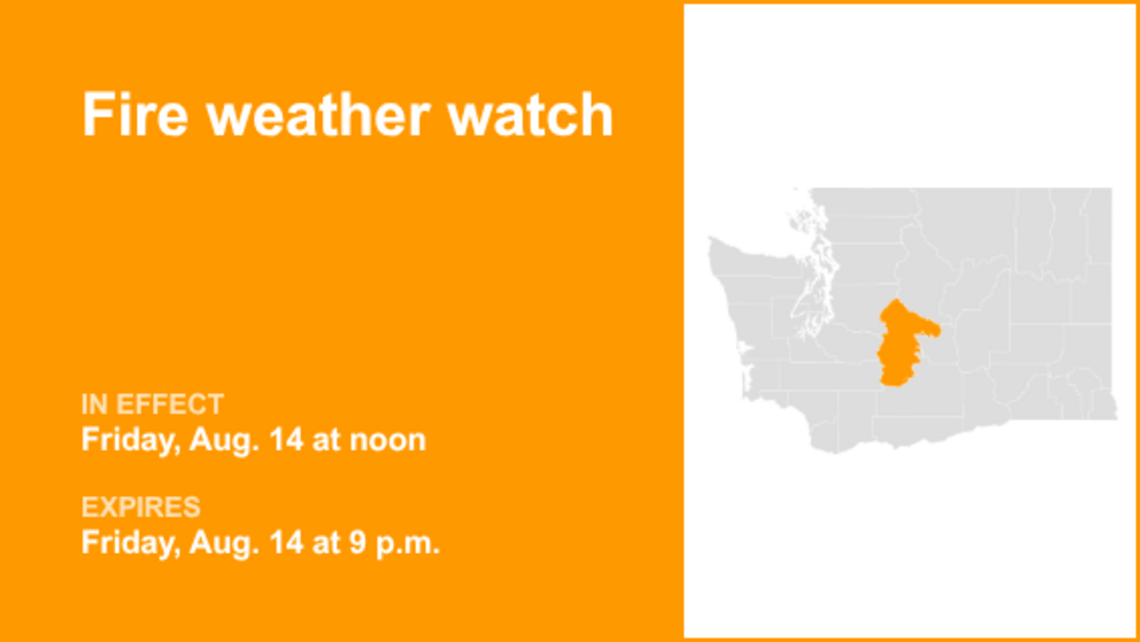 Fire weather watch affecting South Central Cascades Friday, says the NWS 