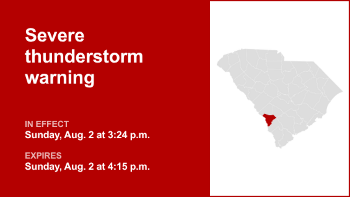 UPDATE: Thunderstorms with damaging winds in Allendale County Sunday 