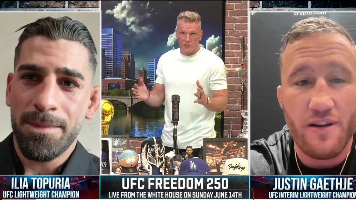 Ilia Topuria and Justin Gaethje get into heated exchange in face-to-face interview 