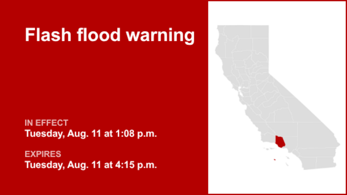 UPDATE: Flash flood warning affecting Ventura County early Tuesday evening 