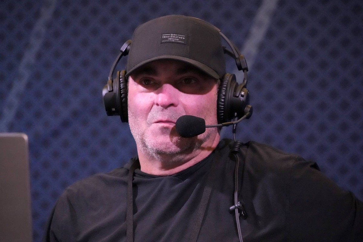  Feb 3, 2026; San Francisco, CA, USA; Stugotz (Jon Weiner) hosts the Stugotz and Company show on Fox Sports radio set at the Super Bowl LX media center at the Moscone Center. Mandatory Credit: Kirby Lee-Imagn Images 