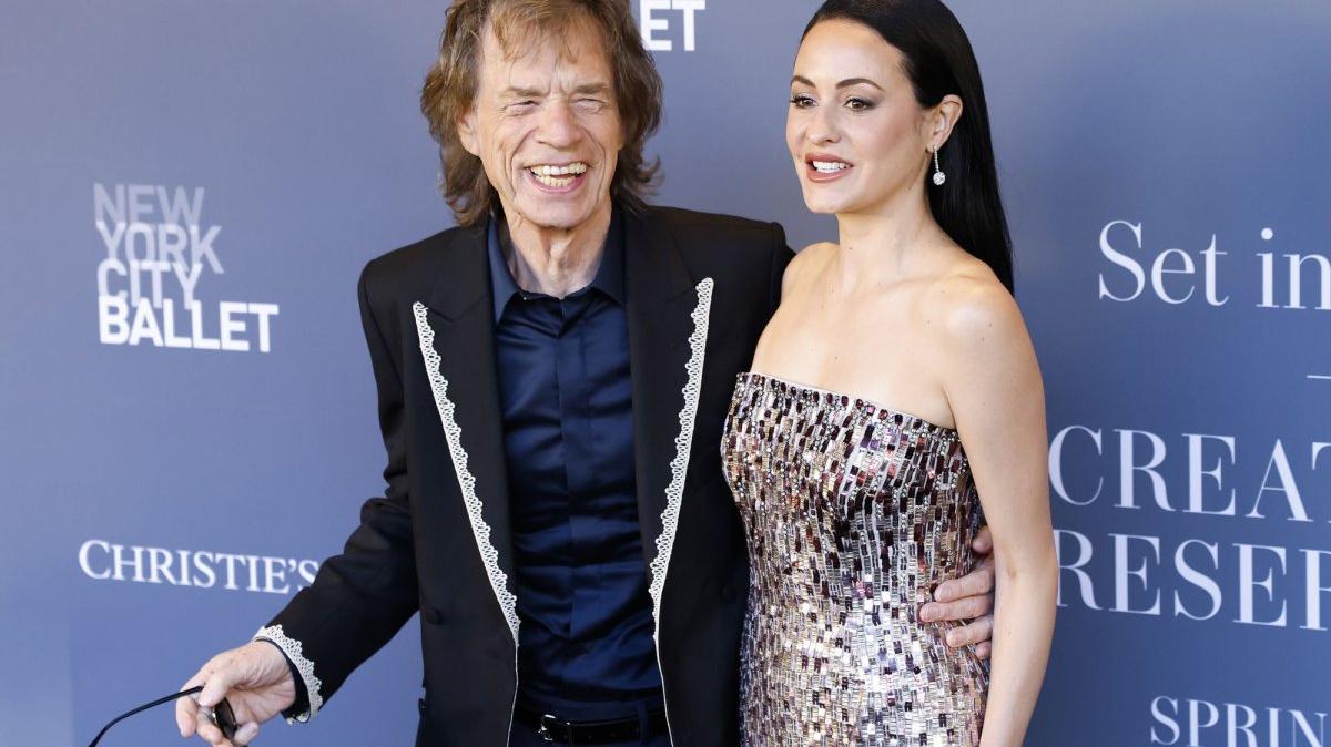 Mick Jagger (L) and Melanie Hamrick arrive on the red carpet at the New York City Ballet Spring Gala on Thursday. Photo by John Angelillo/UPI