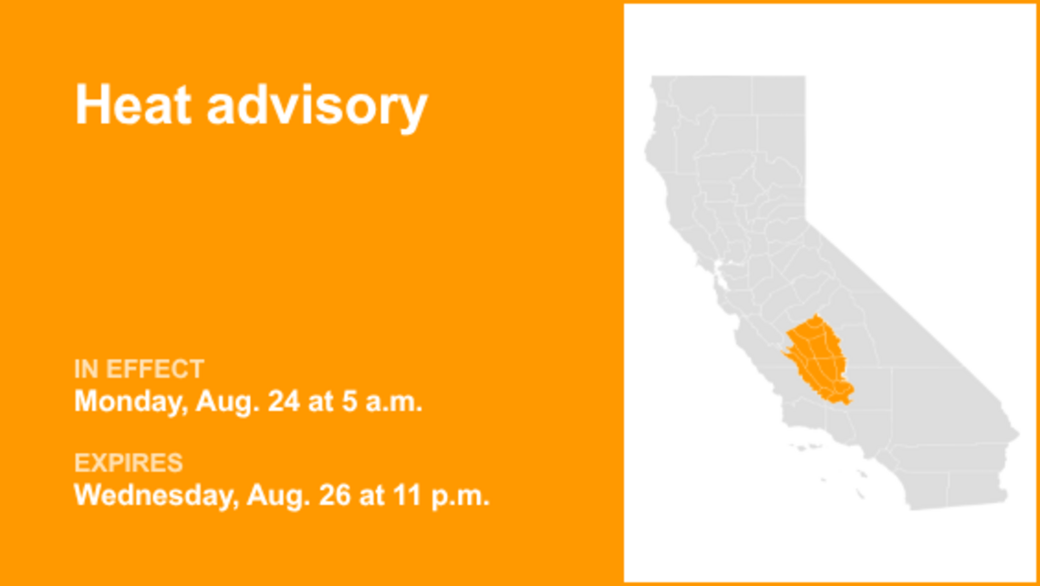 UPDATE: Heat advisory for Central California until Wednesday night 