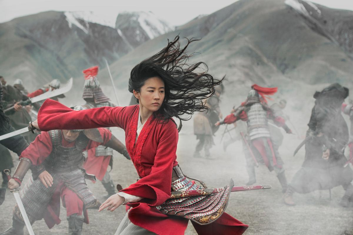 This image released by Disney shows Yifei Liu in the title role of “Mulan.” Last month, Walt Disney Co. experimented with the $200 million “Mulan” as a $30 premium buy on its fast-growing streaming service, Disney+. This Friday it will be free for all Disney+ subscribers. (Jasin Boland/Disney via AP)