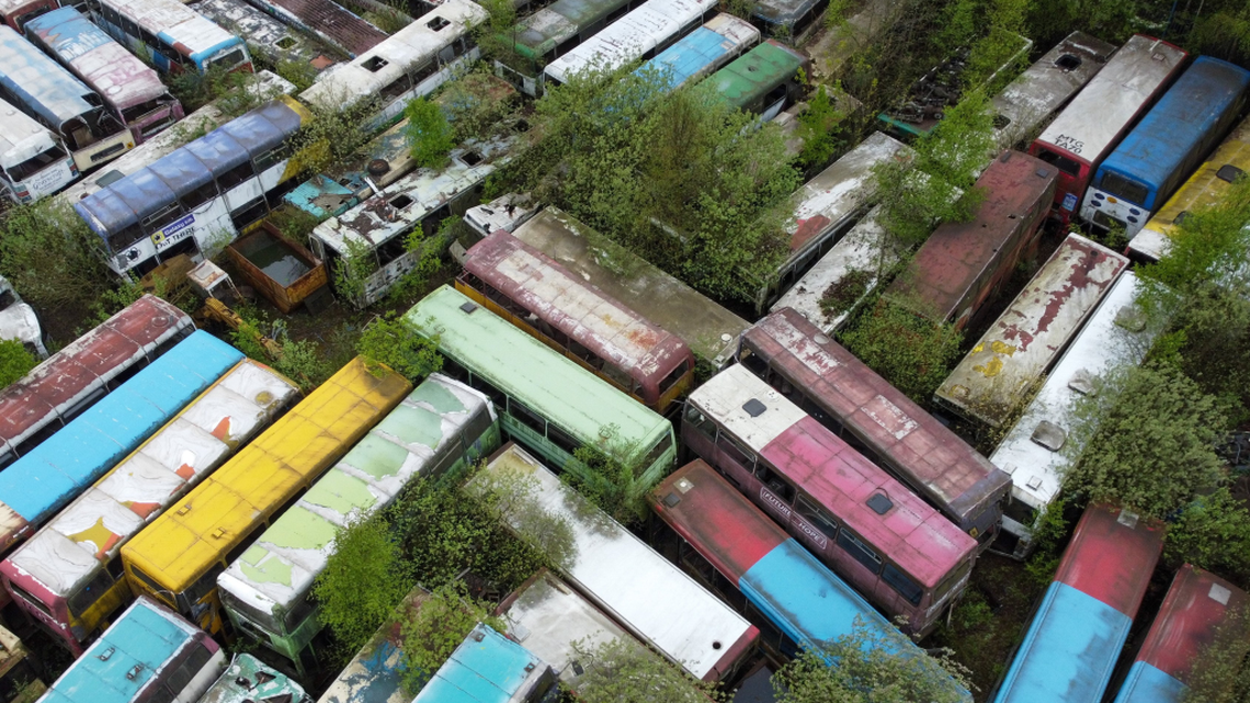 Hundreds of buses abandoned at eerie ‘bus graveyard'