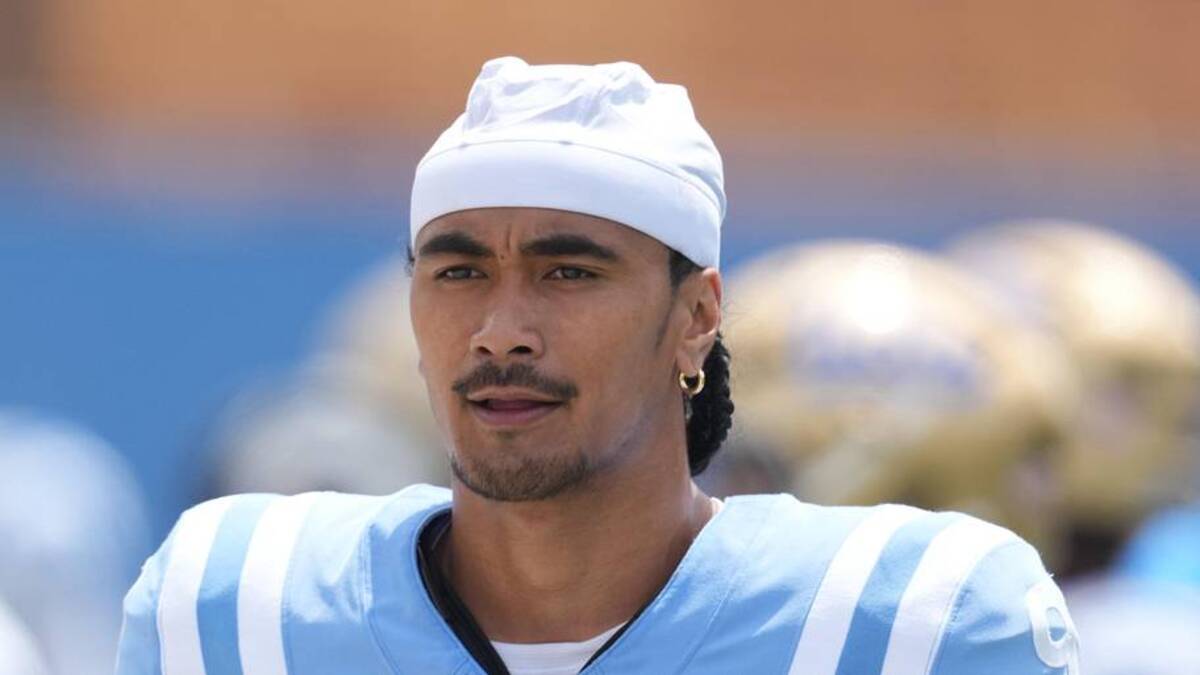  May 2, 2026; Pasadena, CA, USA; UCLA Bruins quarterback Nico Iamaleava (9) reacts during the spring game at Rose Bowl. Mandatory Credit: Kirby Lee-Imagn Images | Kirby Lee-Imagn Images 