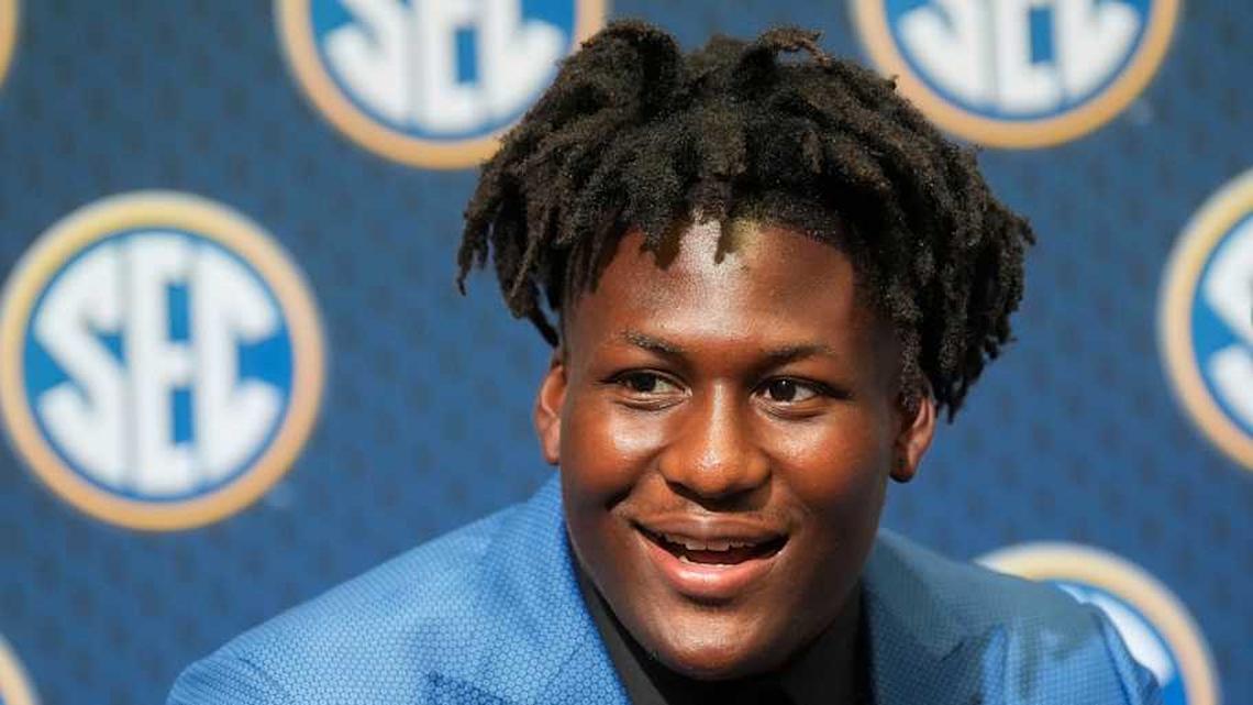  July 15, 2025; Atlanta, GA, USA; Texas player Anthony Hill Jr. smiles as he answers questions during SEC Media Days at the College Football Hall of Fame in Atlanta. | Gary Cosby Jr. / USA TODAY NETWORK via Imagn Images 