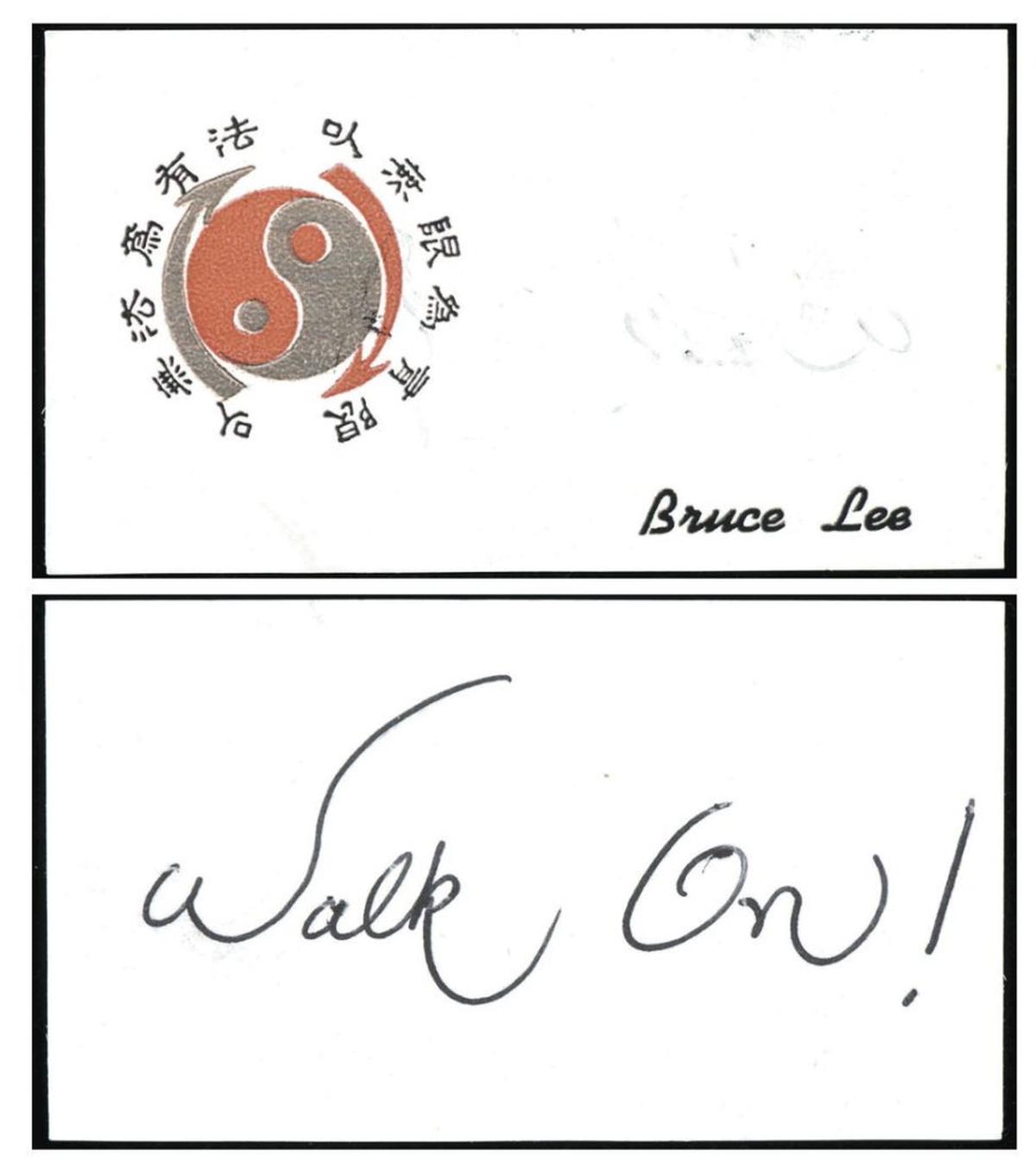  A business card for Kung-Fu film icon Bruce Lee's martial arts lessons for sale. (Ewbank's via SWNS) 