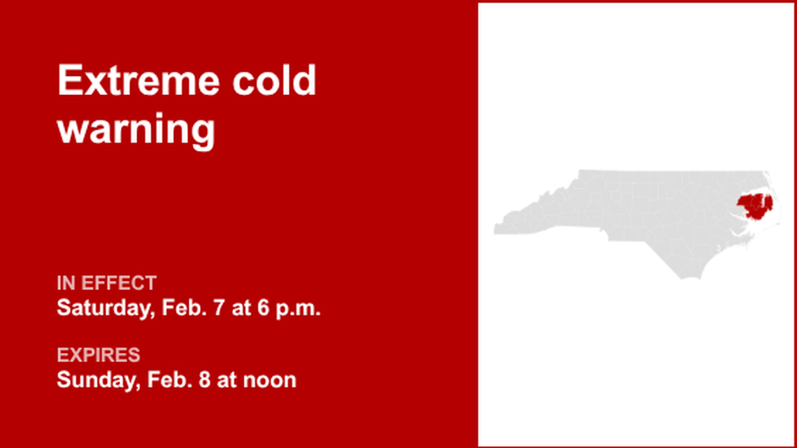 UPDATE: Extreme cold warning for Eastern North Carolina until Sunday midday 