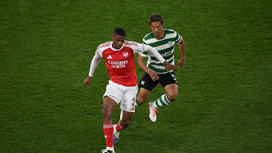  Cristhian Mosquera (left) made his first start in a Champions League knockout game on Wednesday. | Alex Burstow/Arsenal FC/Getty Images 