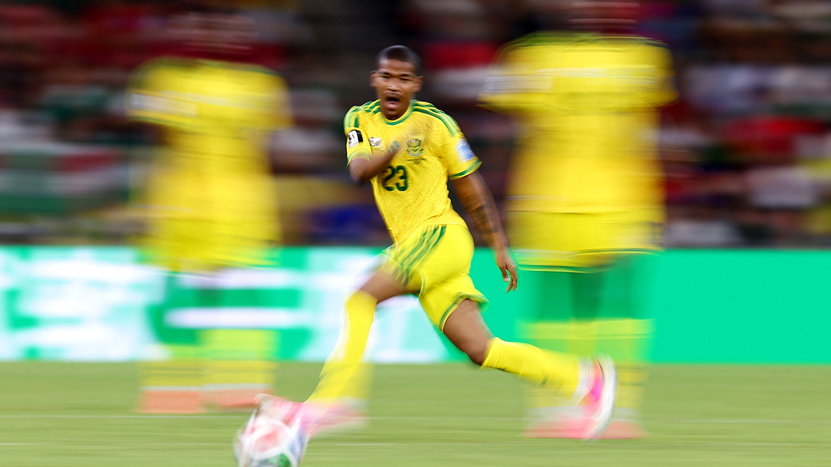 Soccer Football - FIFA World Cup 2026 - Group A - South Africa v South Korea - Estadio Monterrey, Monterrey, Mexico - June 24, 2026 South Africa's Jayden Adams in action REUTERS/Eloisa Sanchez