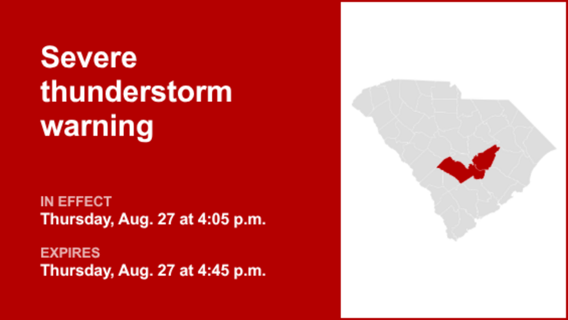 UPDATE: Severe thunderstorm warning forecast to expire at 4:45 p.m. 