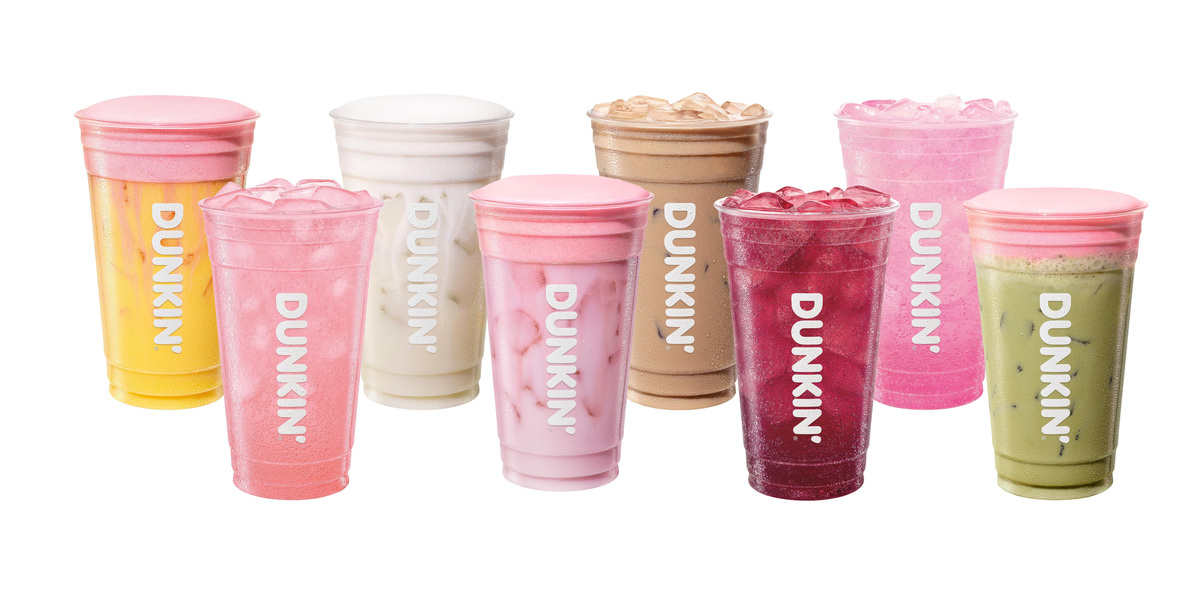 Dunkin's Parke Perfect Sips collection includes a lineup of "summer-ready drinks" such as Blueberry Vanilla Protein Latte and Strawberry Cloud Matcha. Courtesy Dunkin'