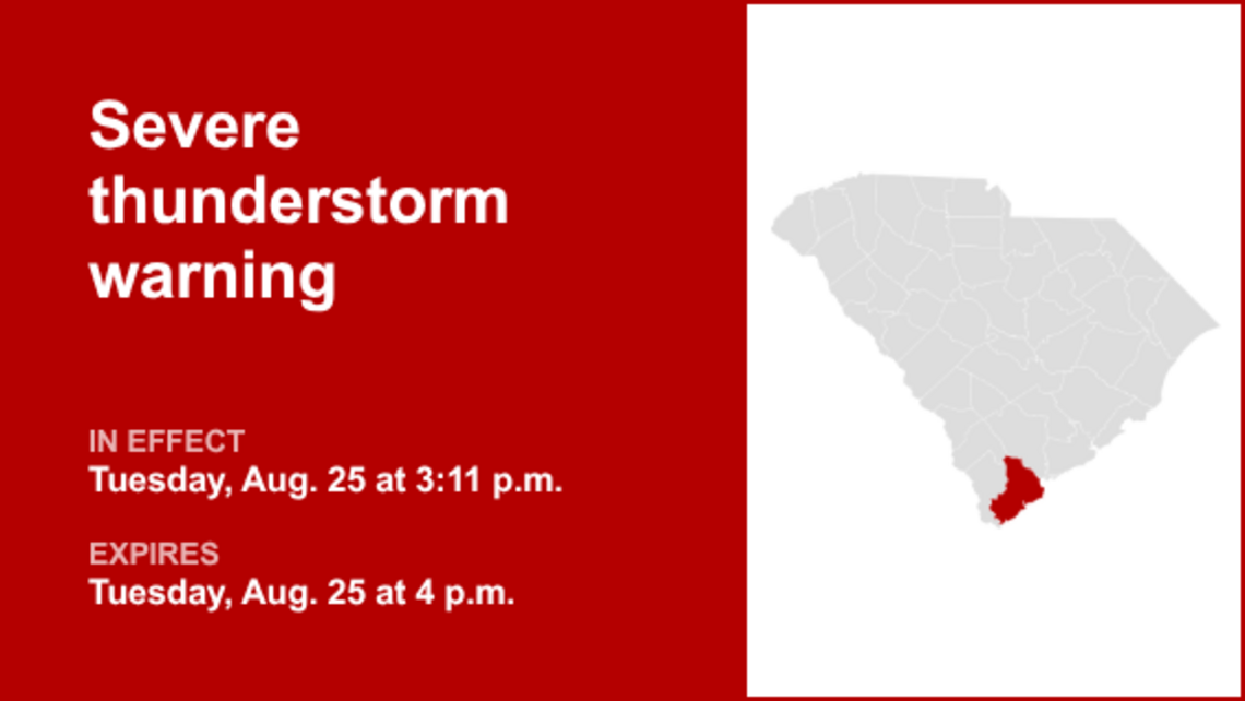 UPDATE: The current severe thunderstorm warning for Beaufort County will expire at 4 p.m. 