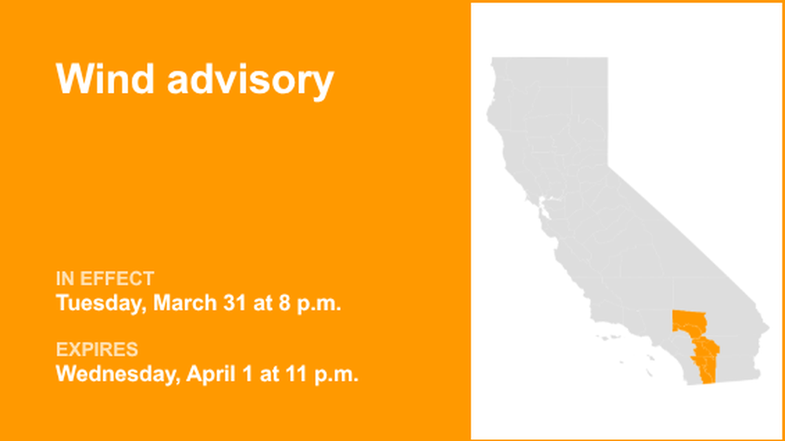 UPDATE: Wind advisory for Southern California until Thursday night, says the NWS 