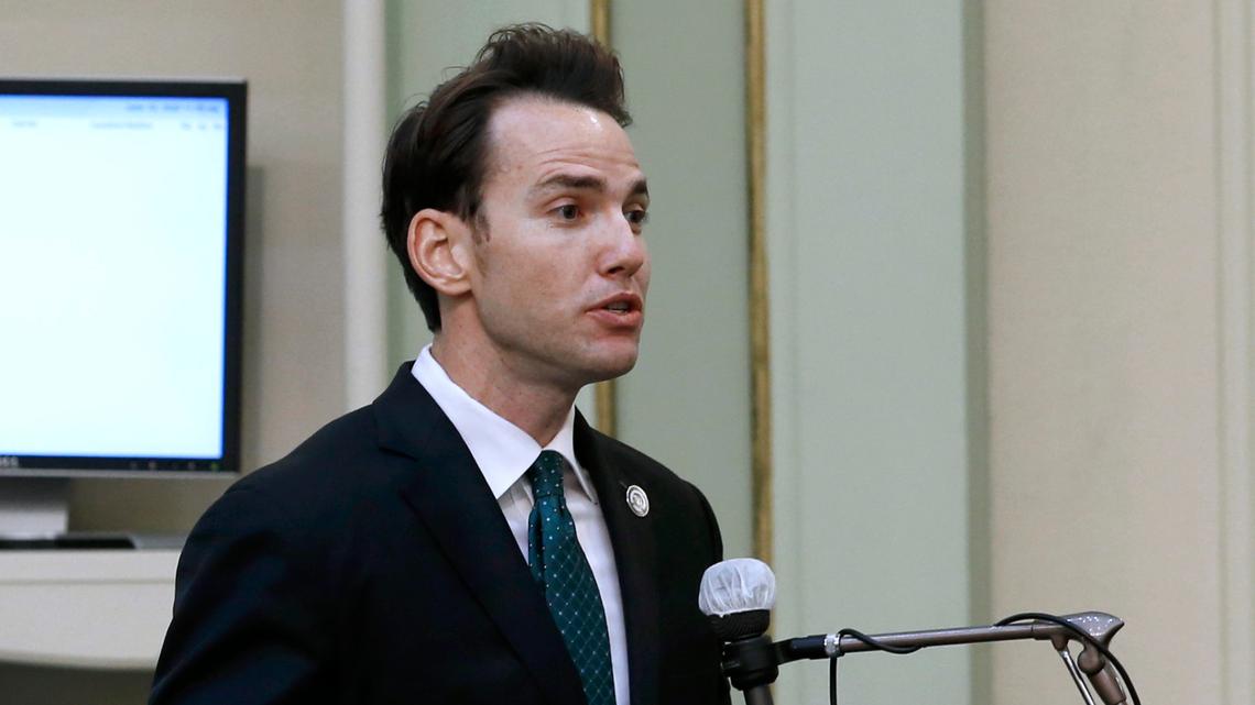 In this photo taken in June 2020, Assemblyman Kevin Kiley, R-Rocklin, speaks at the state Capitol. Kiley announced Tuesday that he would run for governor in the state’s recall election.