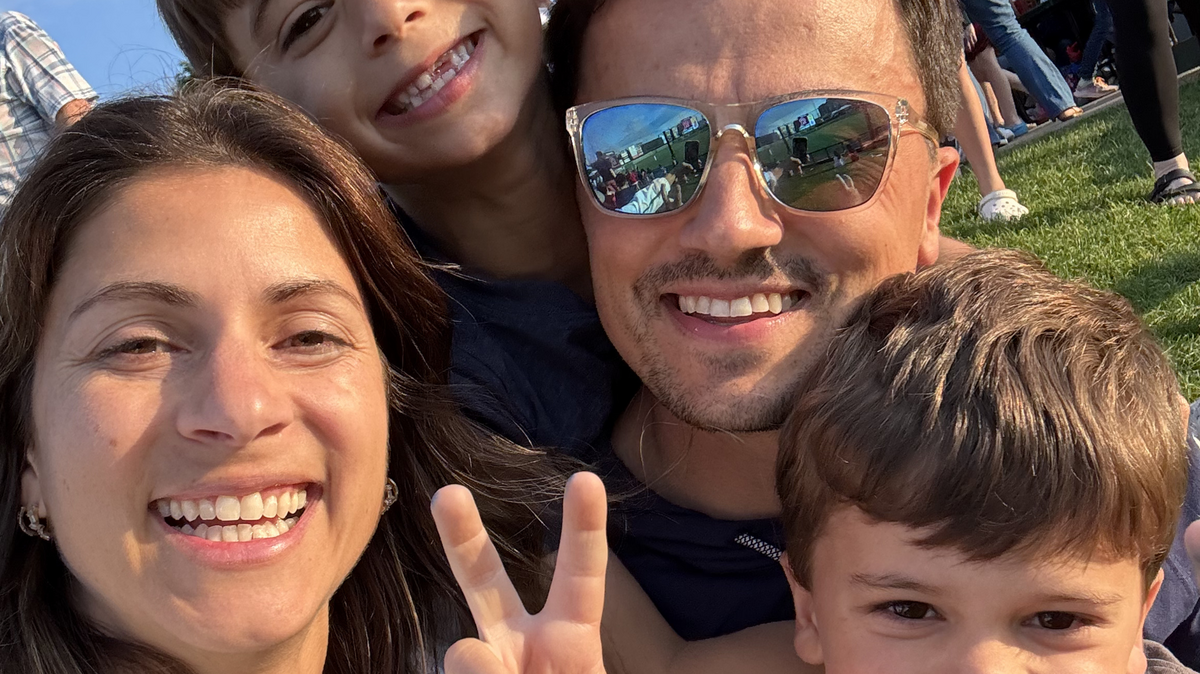 Laura Scarpati pictured with her husband Matt Dorsey and their two sons Will and Wes. 