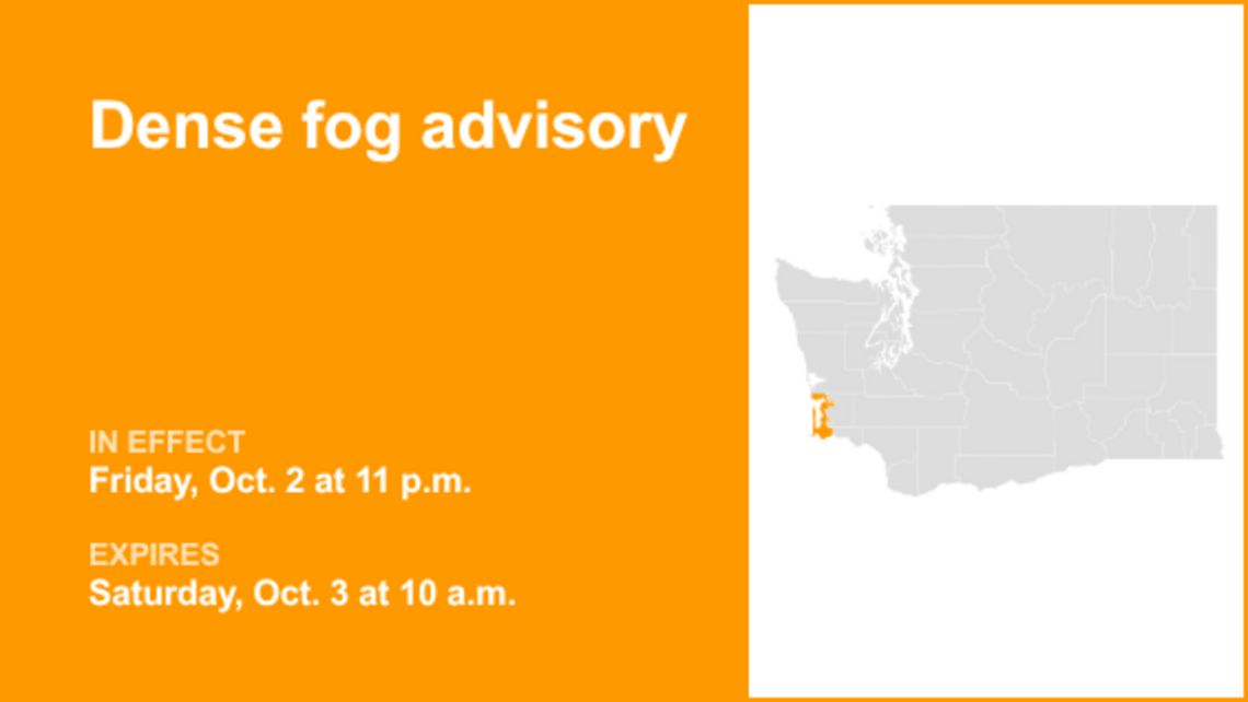 Dense fog advisory issued for South Washington Coast until Saturday morning 