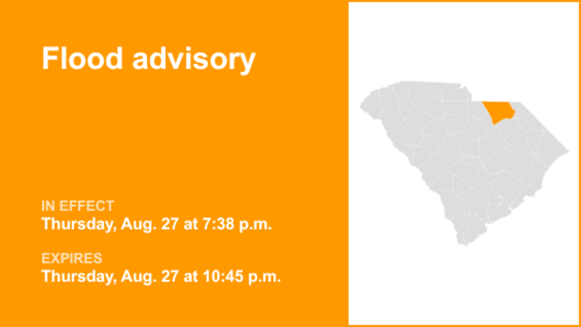 UPDATE: Chesterfield County placed under a flood advisory Thursday night 