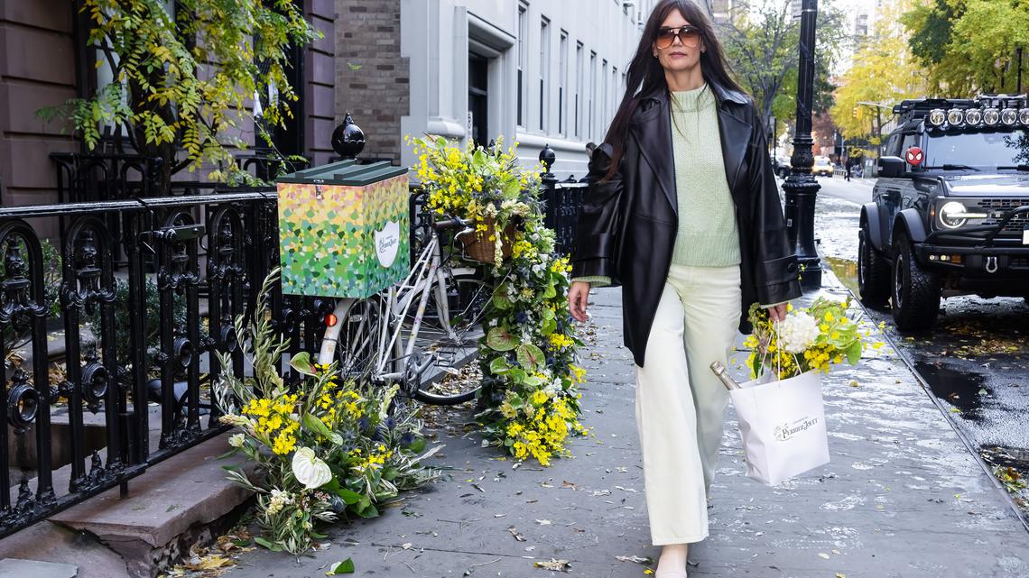 Katie Holmes' Mint Green Sweater Gives Winter Outfits a Fun Pop of Color 