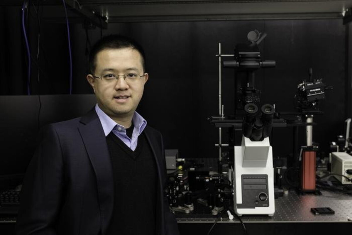  Professor Jinyang Liang, specializing in ultrafast imaging and biophotonics at INRS, has developed with colleagues at INRS and Université de Montréal a minimally invasive technology to detect skin cancer before it appears. Called SMEAR-ULM, it's a high-tech system that can detect skin cancers at their earliest stages by measuring tiny temperature variations at the surface of the skin. (INRS via SWNS) 