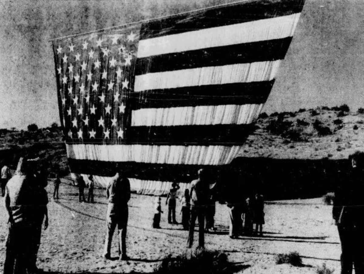 Oro Grande's Bob Older flew his massive U.S. flag during the Iranian Hostage Crisis beginning in 1979, and through the swearing in of President Ronald Reagan in 1981.