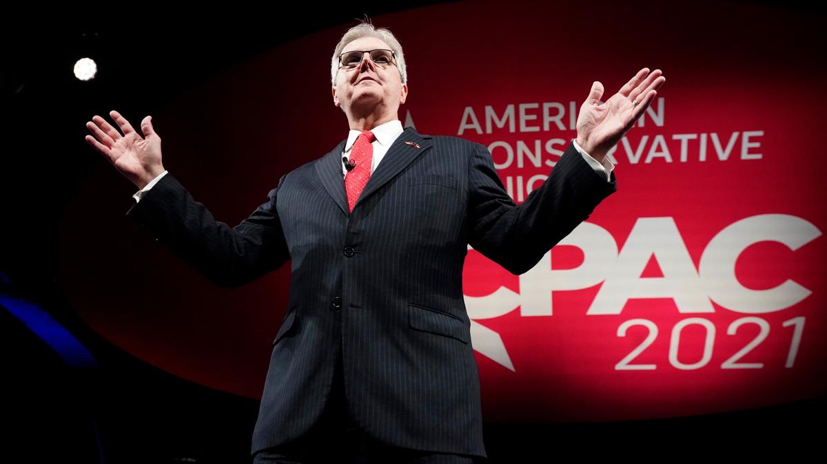 In this file photo, Texas Lt. Gov. Dan Patrick speaks during the opening general session of the Conservative Political Action Conference (CPAC), July 9, 2021, in Dallas. Patrick’s campaign instructed eligible voters to send requests for absentee ballots to the Texas secretary of state’s office instead of their local elections offices, resulting in thousands of applications being delayed. Some voters may ultimately not receive ballots in time.
