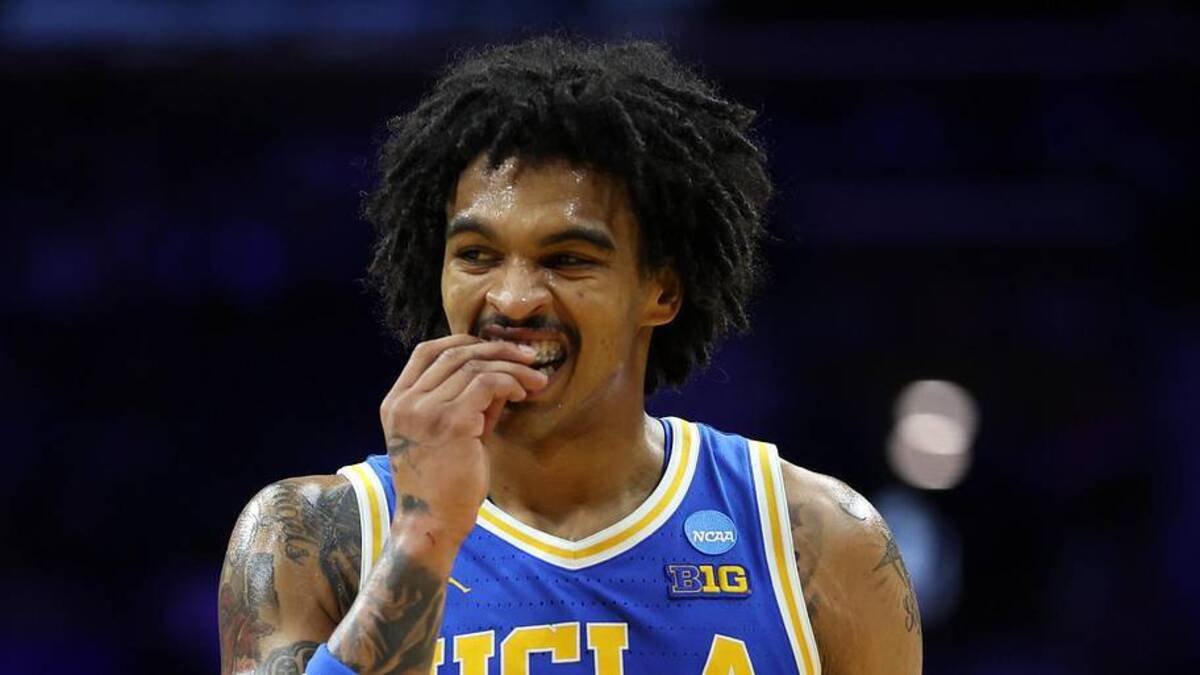  Mar 22, 2026; Philadelphia, PA, USA; UCLA Bruins guard Skyy Clark (55) reacts in the second half during a second round game of the men's 2026 NCAA Tournament at Xfinity Mobile Arena. Mandatory Credit: Bill Streicher-Imagn Images | Bill Streicher-Imagn Images 
