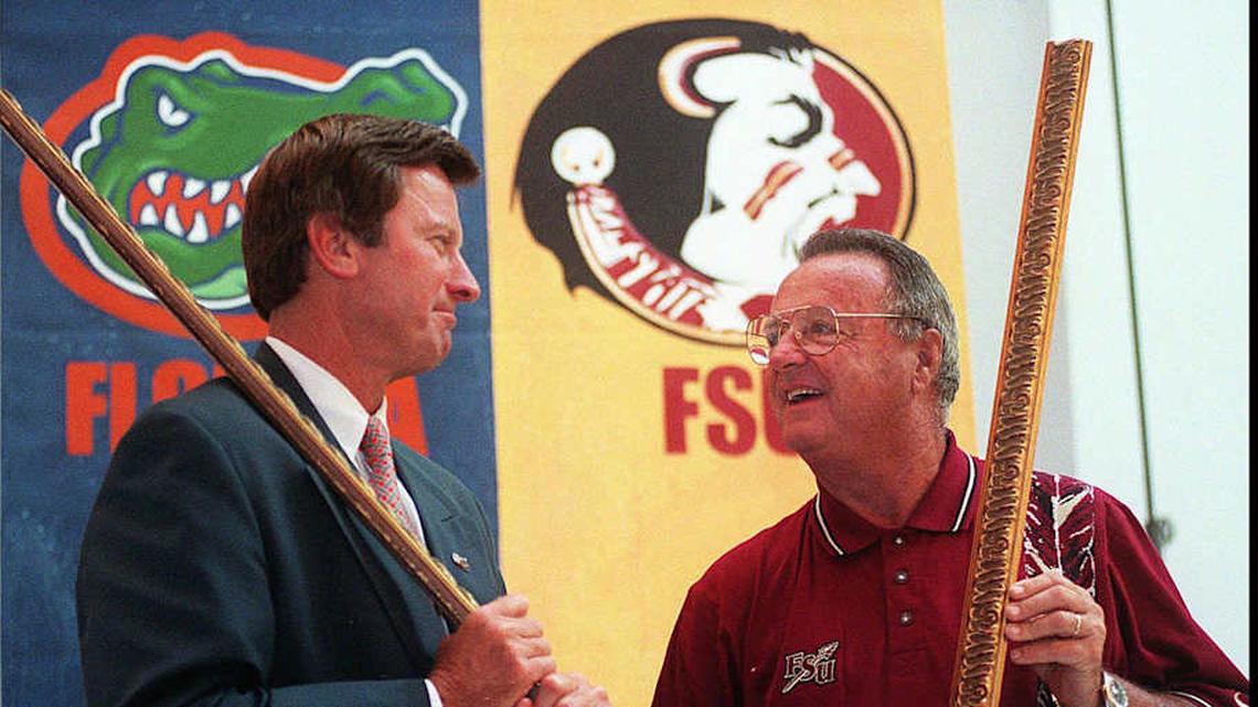  Florida's Steve Spurrier and Florida State's Bobby Bowden formed one of the greatest coaching rivalries of all time in the 90s. | Daytona Beach News-Journal-USA TODAY Network via Imagn Images 