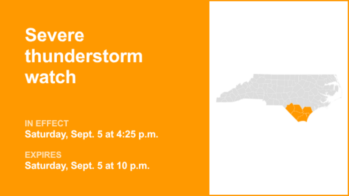 UPDATE: Severe thunderstorm watch for Eastern North Carolina until Saturday night 