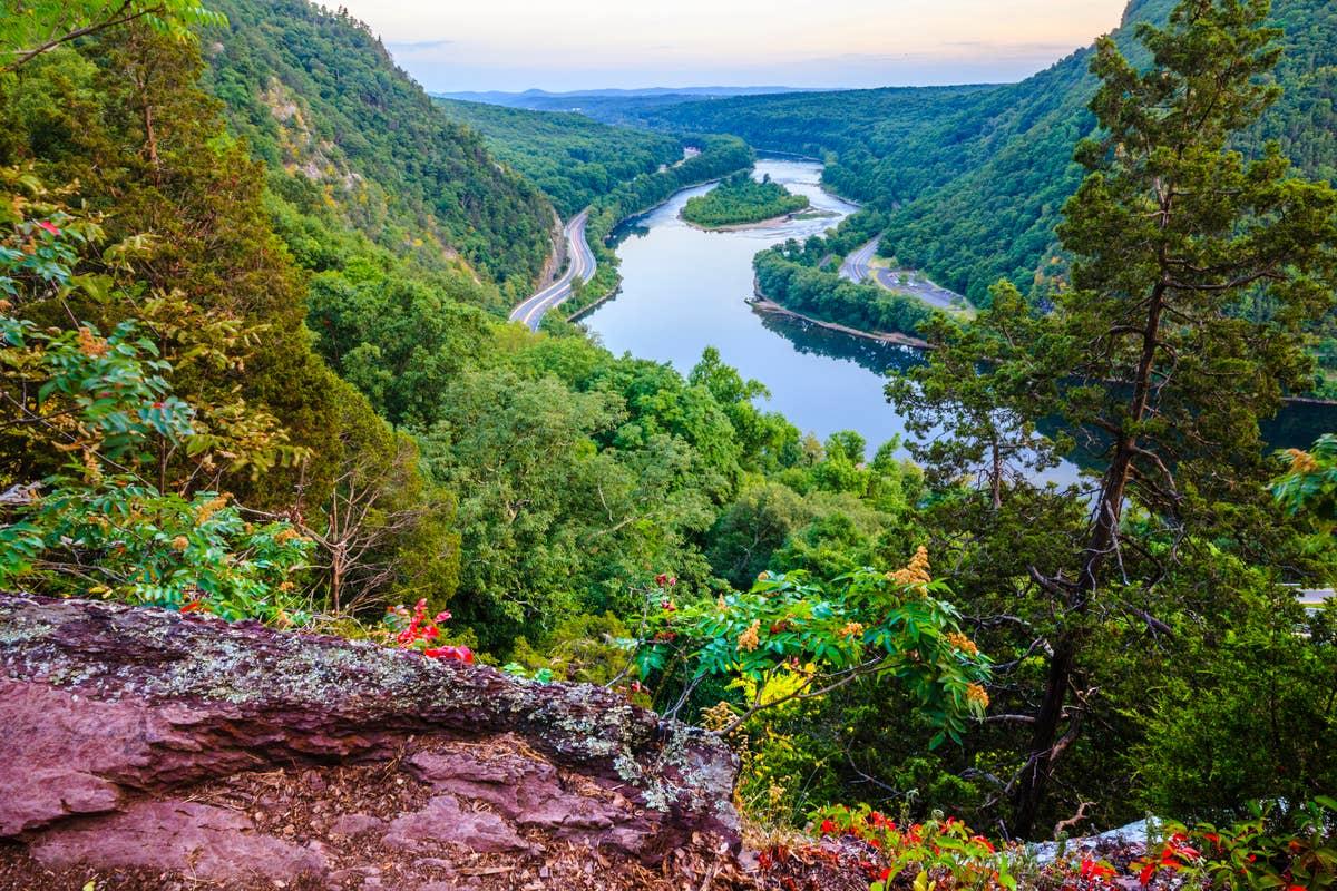  The rocky terrain of Worthington State Forest supports rattlesnake habitat.