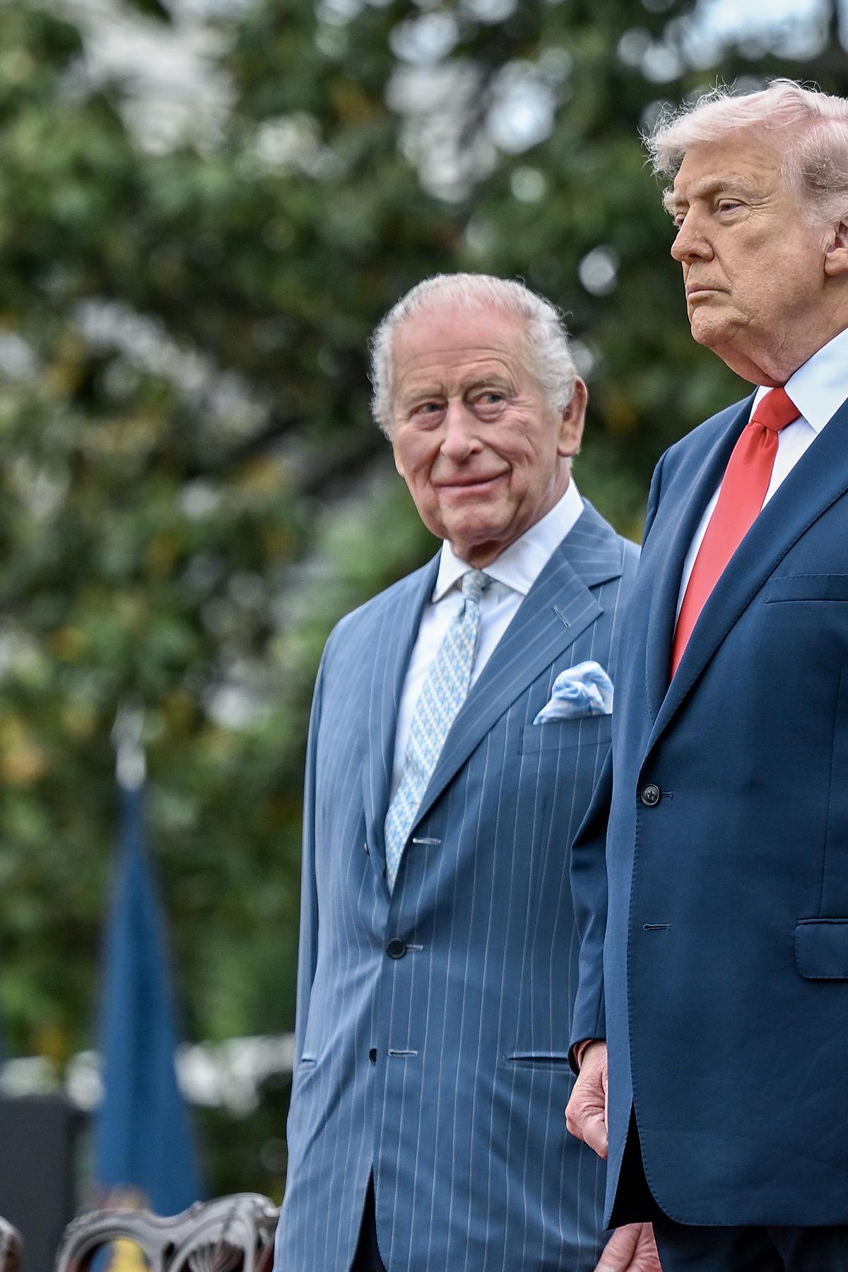 President Donald Trump with King Charles III during an arrival ceremony on the South Lawn of the White House in Washington, on Tuesday, April 28, 2026. (Kenny Holston/The New York Times)