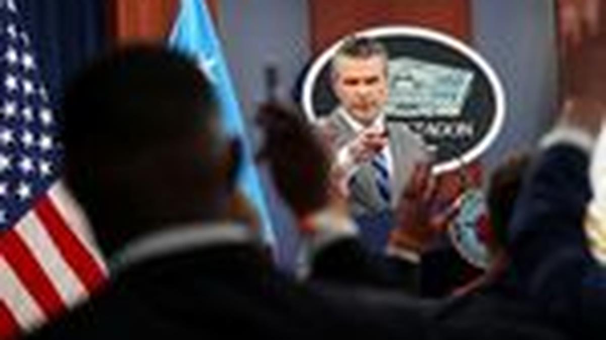 U.S. Secretary of Defense Pete Hegseth holds a briefing on the Iran war, amid a ceasefire between the U.S. and Iran, at the Pentagon in Washington, D.C., U.S., April 24, 2026. REUTERS/Kevin Lamarque/File Photo