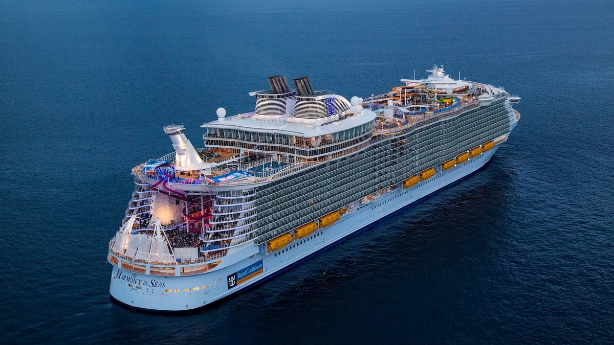 Royal Caribbean's Harmony of the Seas cruise ship at sea. 