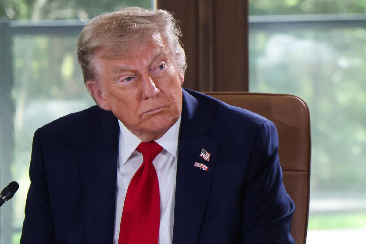  US President Donald Trump attends a working session during the Group of Seven (G7) Summit at the Pomeroy Kananaskis Mountain Lodge in Kananaskis, Alberta, Canada on June 16, 2025. (Photo by Ludovic MARIN / POOL / AFP) (Photo by LUDOVIC MARIN/POOL/AFP via Getty Images) 